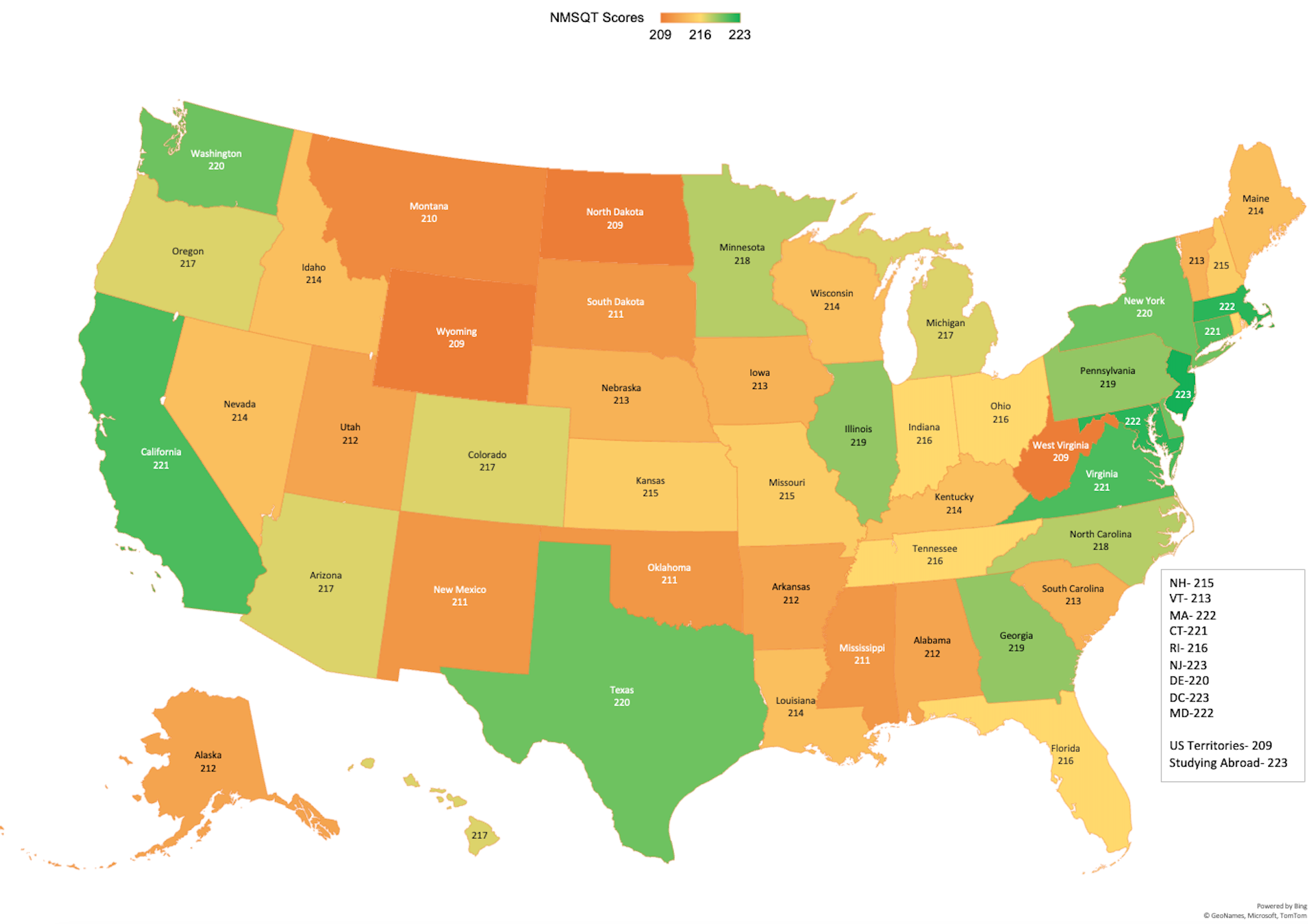 How are PSAT scores calculated, and what score do you need for National